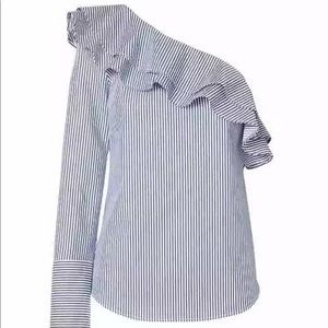 Banana republic striped blue white one shoulder